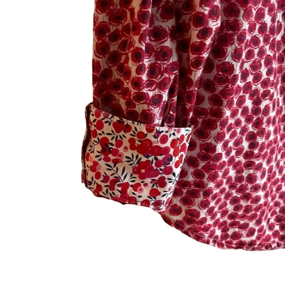 LIBERTY ART FABRIC Cotton Floral Print Button Front Shirt Blouse XS